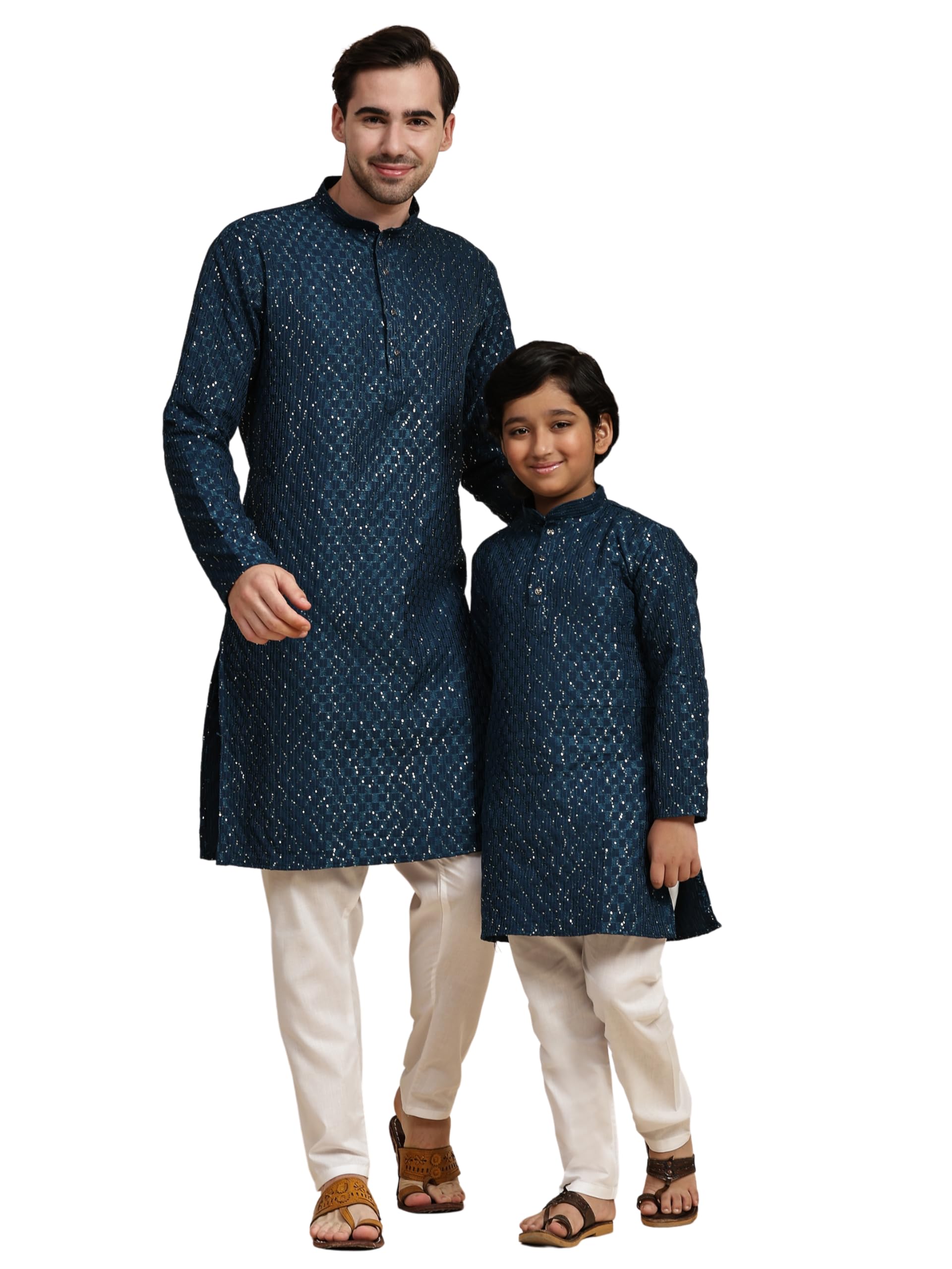 pro-ethic style developer Men's & Boys Cotton Printed Father And Son Matching Dress Kurta Pyjama Set Ethnic Wear (Combo) B-120-picture-20