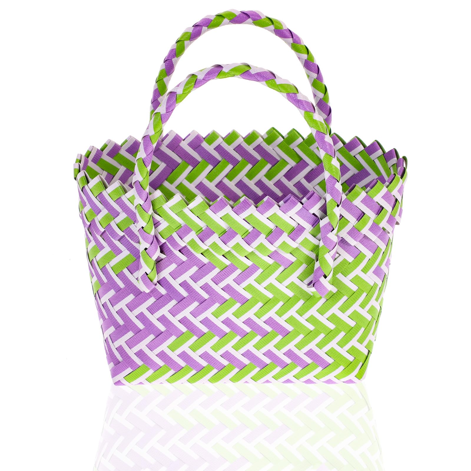 SECFOU Panier Tissé Multifonction pour Plage et Courses Panier à Légumes Réutilisable avec Poignée pour Pique- et Rangement Maison