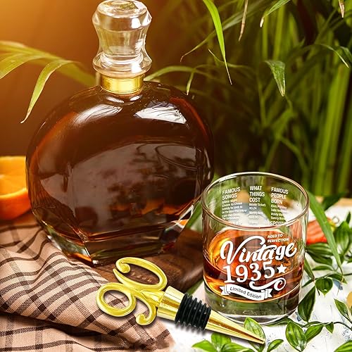 Miniatura 3 de Vasos de estilo antiguo-1984-Vintage 1984 Información de la antigüedad 10.25oz Whisky Rocks Glass -40th Birthday Aged to Perfection - Regalos de 40