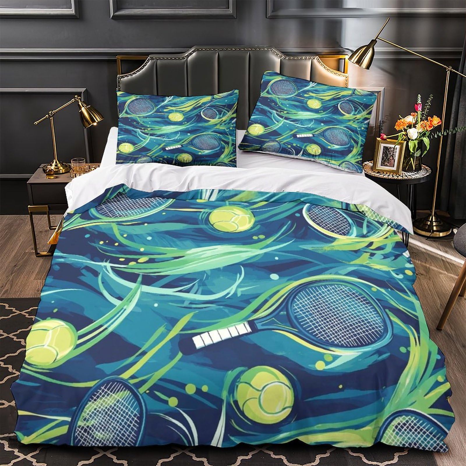 Housse de couette char 3D microfbre 260x220 cm lit garçon avec taies