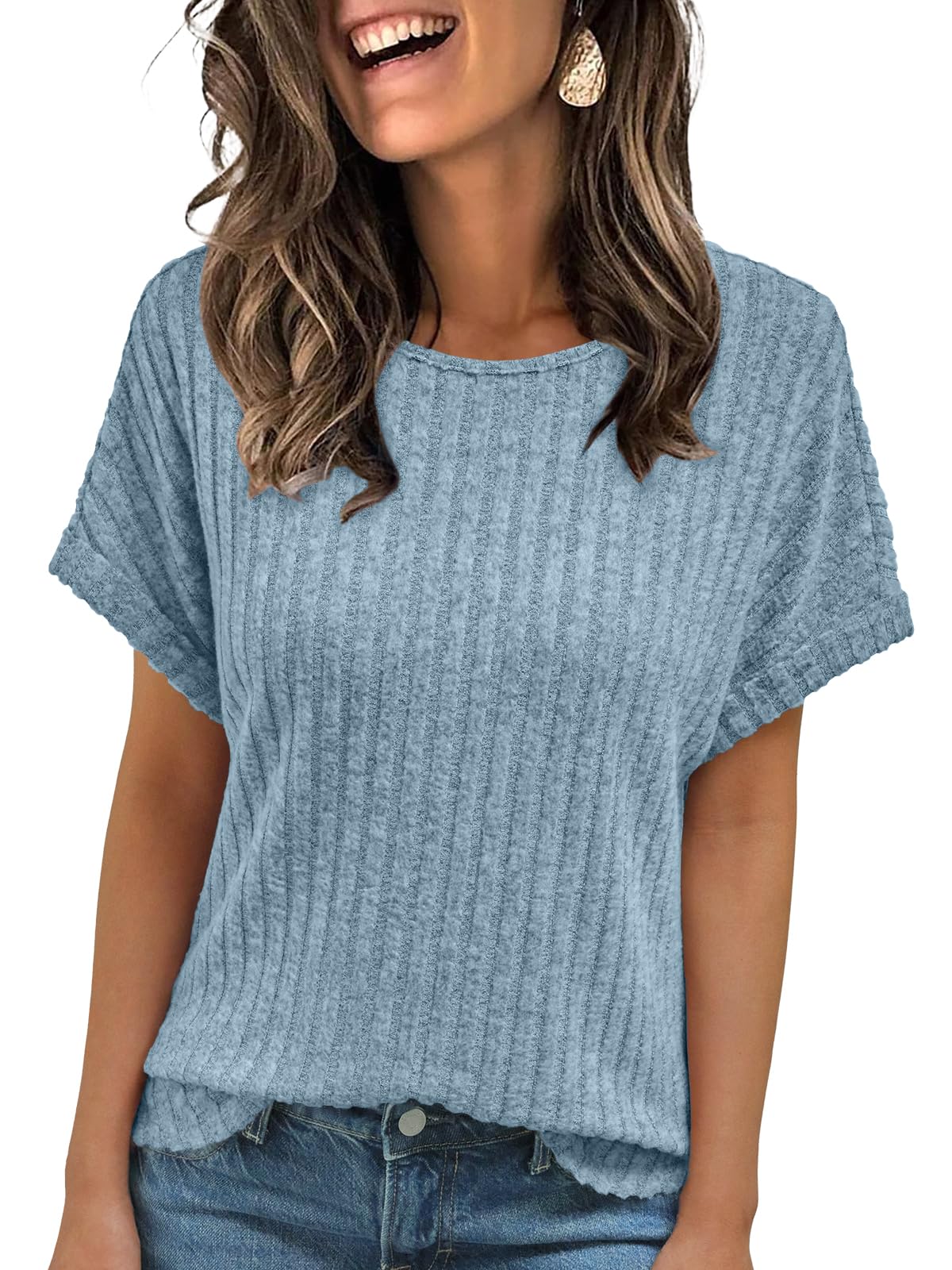 AUTOMET Women Summer Tops 2026 Spring Sweaters Dressy Casual Short Sleeve Shirts Business Blouses