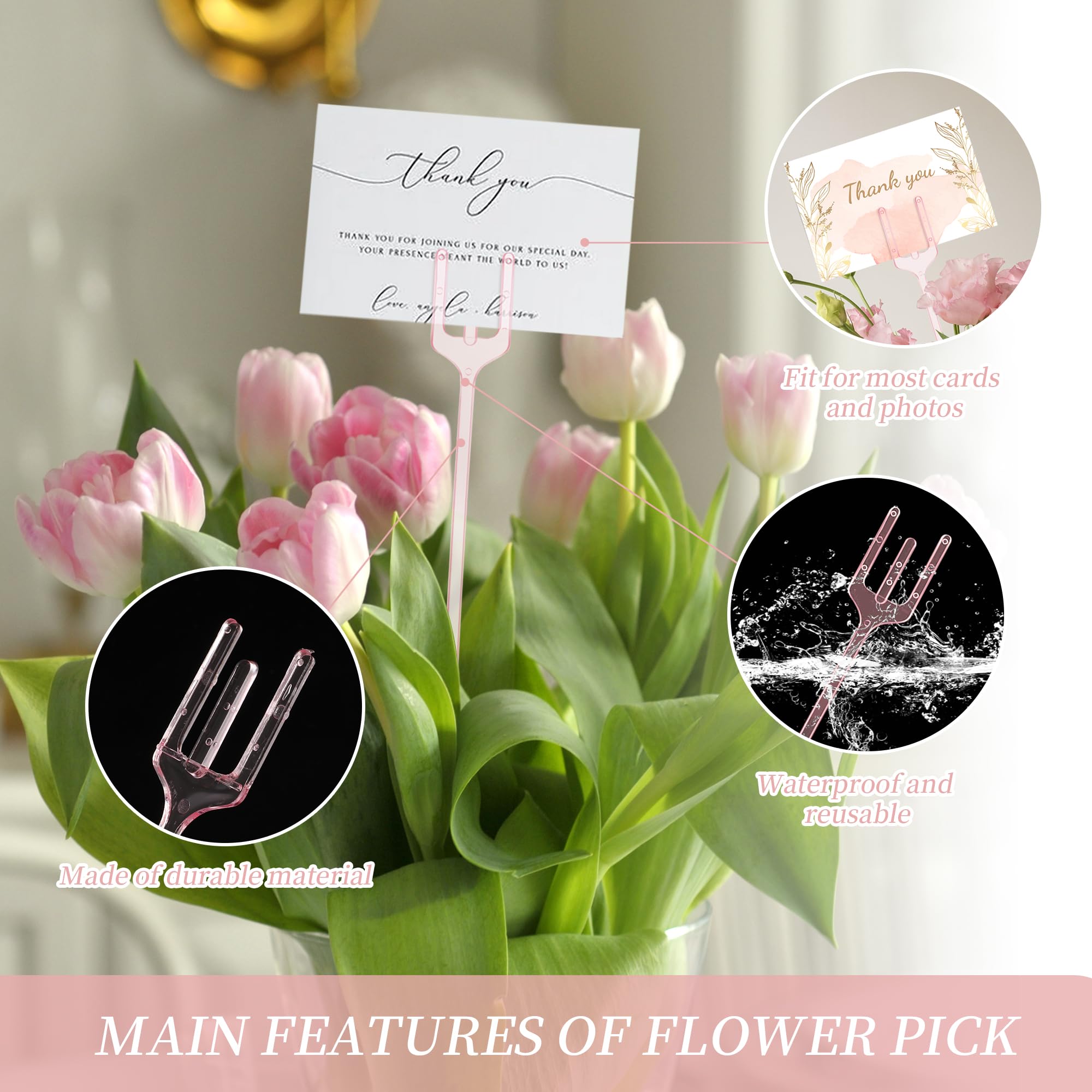 TCAIRG Blumen-Plektren, 200 Stück – Transparente Kartenhalter Für Hochzeit, Geburtstag, Deko, 31 Cm Lang
