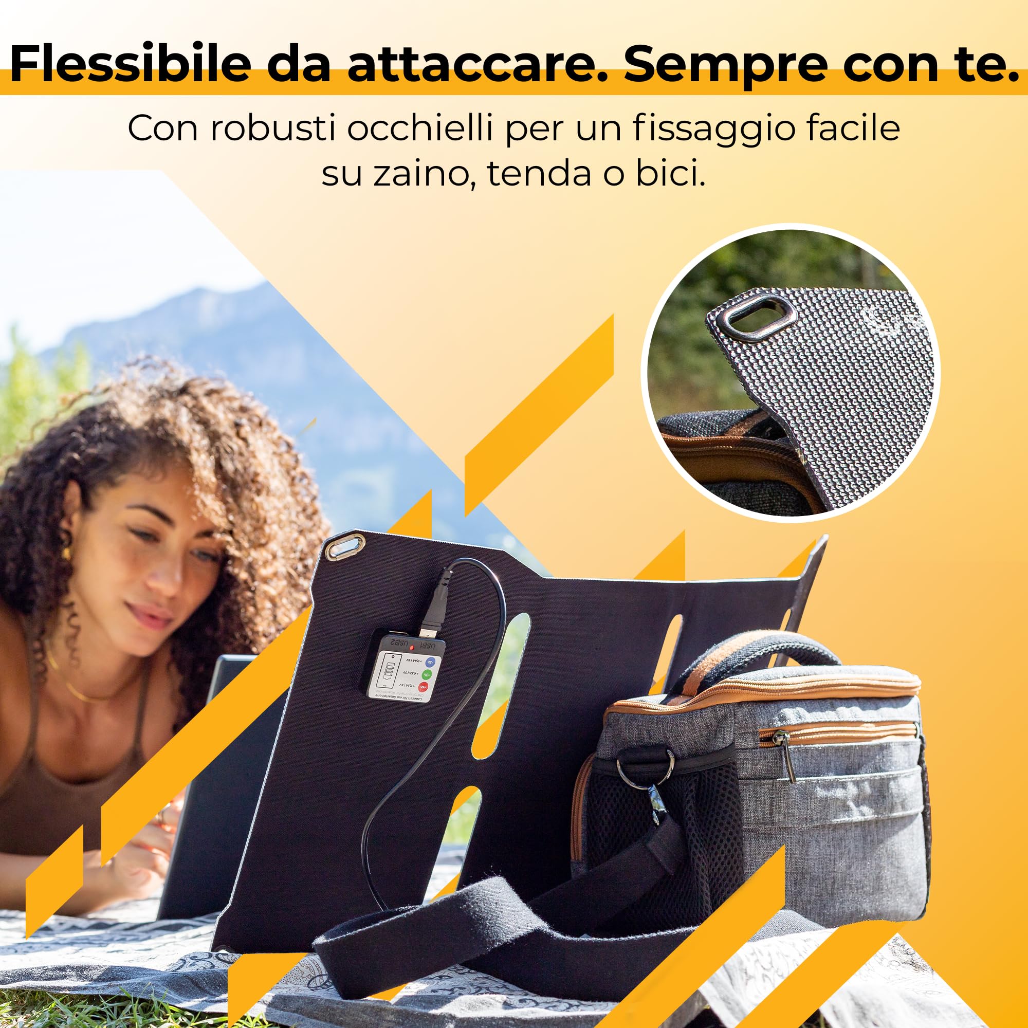 Sunnybag SUNBOOSTER 28 | Caricatore solare portatile da 28 Watt | pieghevole, efficiente, impermeabile, 2 uscite USB, cellulare, tablet, power bank in viaggio, per attività all'aperto, escursioni,