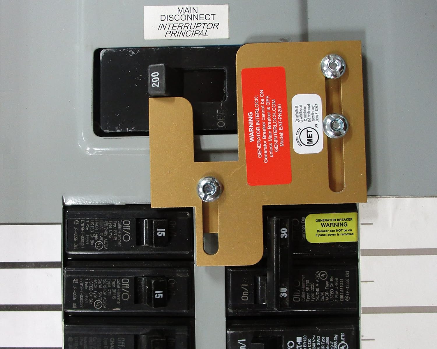 GenInterlock EAT-PN200 Cutler Hammer Generator Interlock Kit for BR Series 150 and 200 Amp Panels
