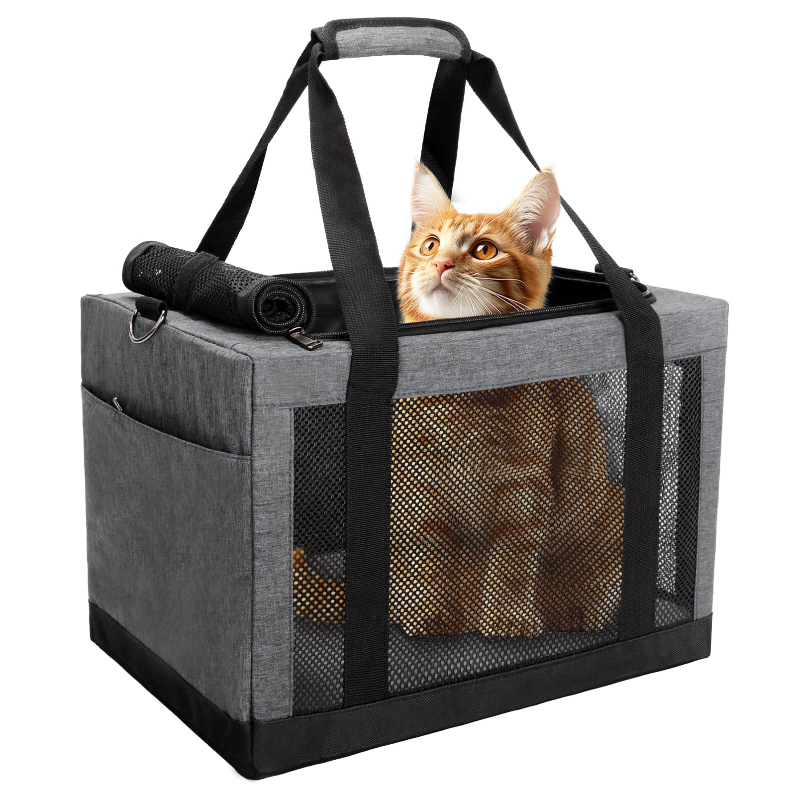 Soft Side Pet Carrier Bag with Shoulder Strap, Breathable Collapsible Mesh Cat Carrier for Cats and Dogs, TSA Airline Approved Travel Pet Carriers