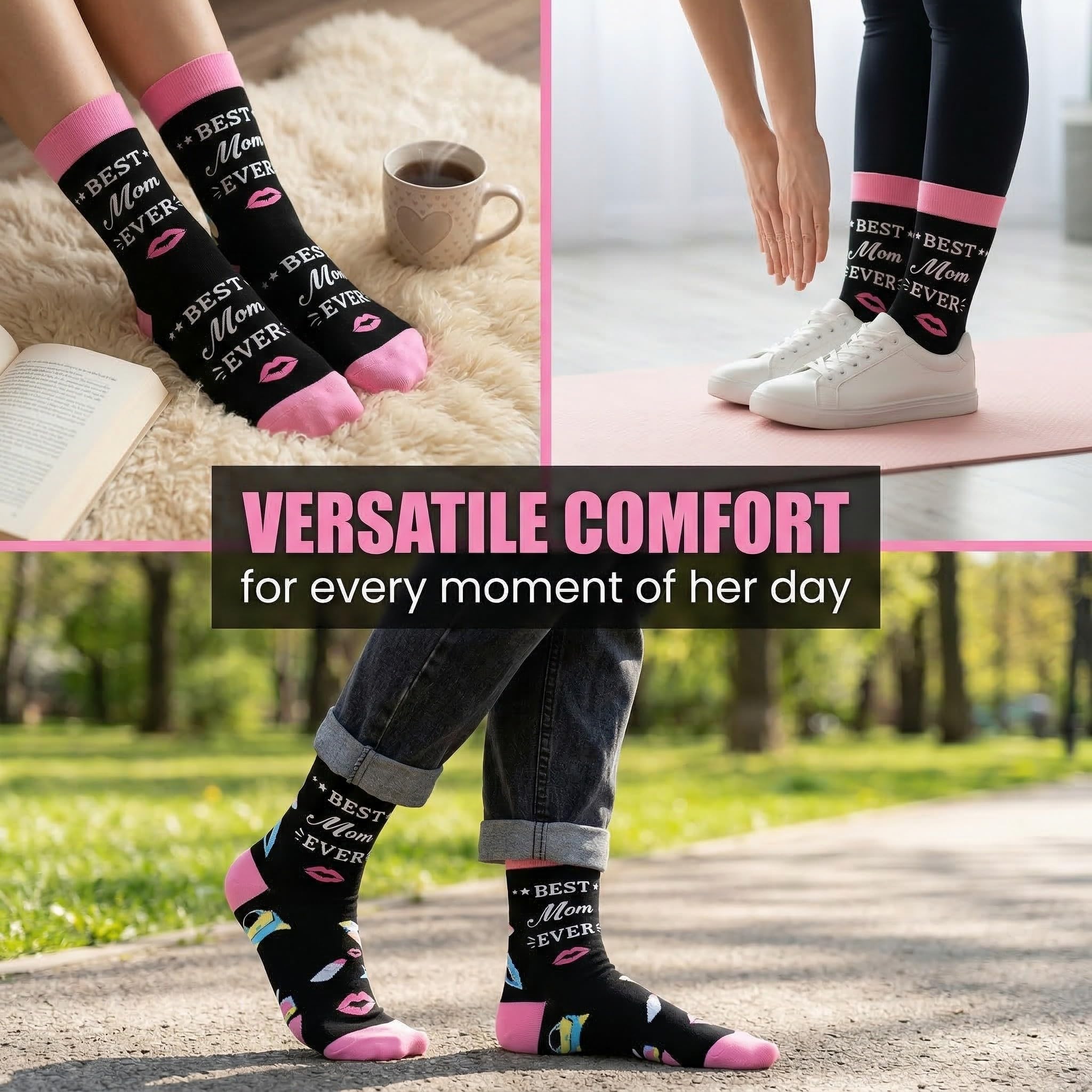 Calcetines Graciosos Mujer Divertidos Estampados Originales, Regalo de Mamá para el Dia del Madre, Calcetines de Algodón Transpirable para Esposa — view 2