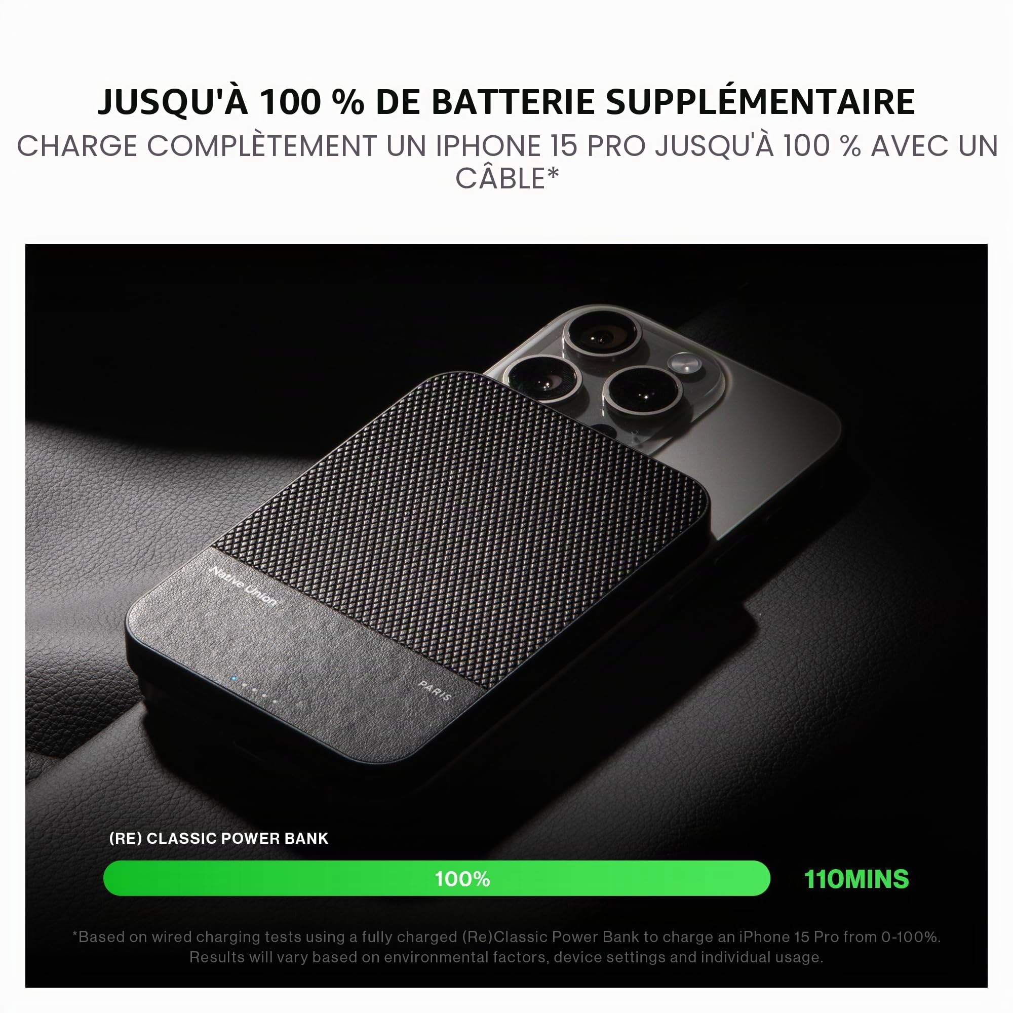 Native Union (Re) Classic Power Bank | Magnétique 5000 mAh Qi2 MagSafe 15W – Batterie Externe avec Câble USB‑C – Compatible iPhone Air, 17, 17 Pro, 17 Pro Max, 17e, AirPods Pro 3 (Bleu Marine)