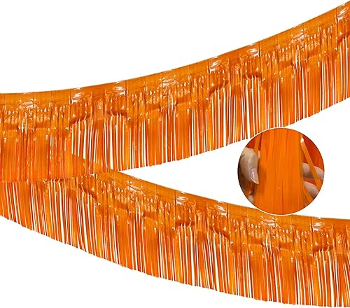 Miniatura 1 de Paquete de 2 cortinas flotantes de flecos de macarrón, guirnalda de flecos de papel de aluminio brillante con borlas, decoraciones flotantes para