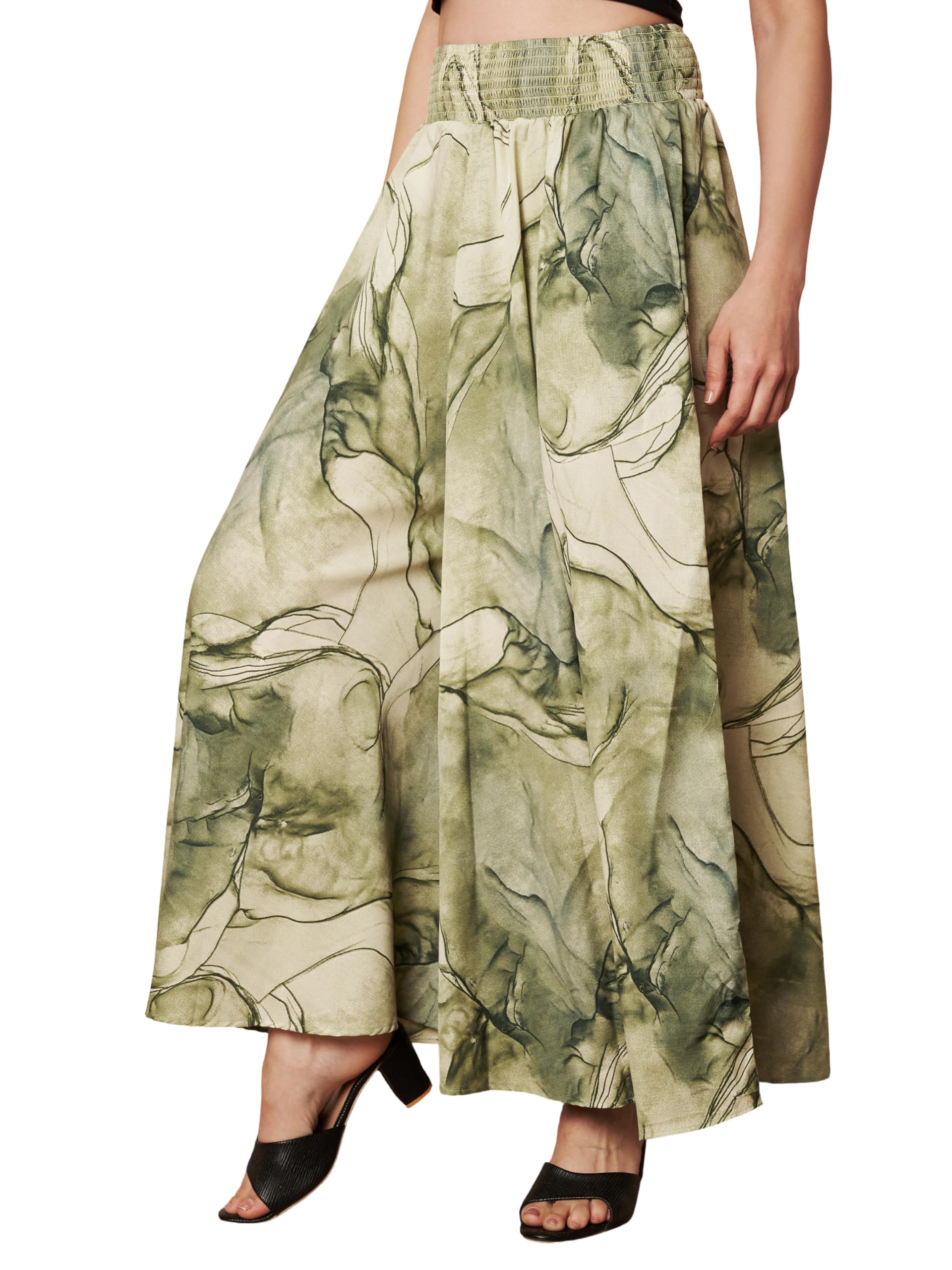 kzully | Palazzo for Women | Trendy Printed High-Rise Palazzo Pants | Graceful Flare Design | Versatile Casual & Festive Styling-picture-12