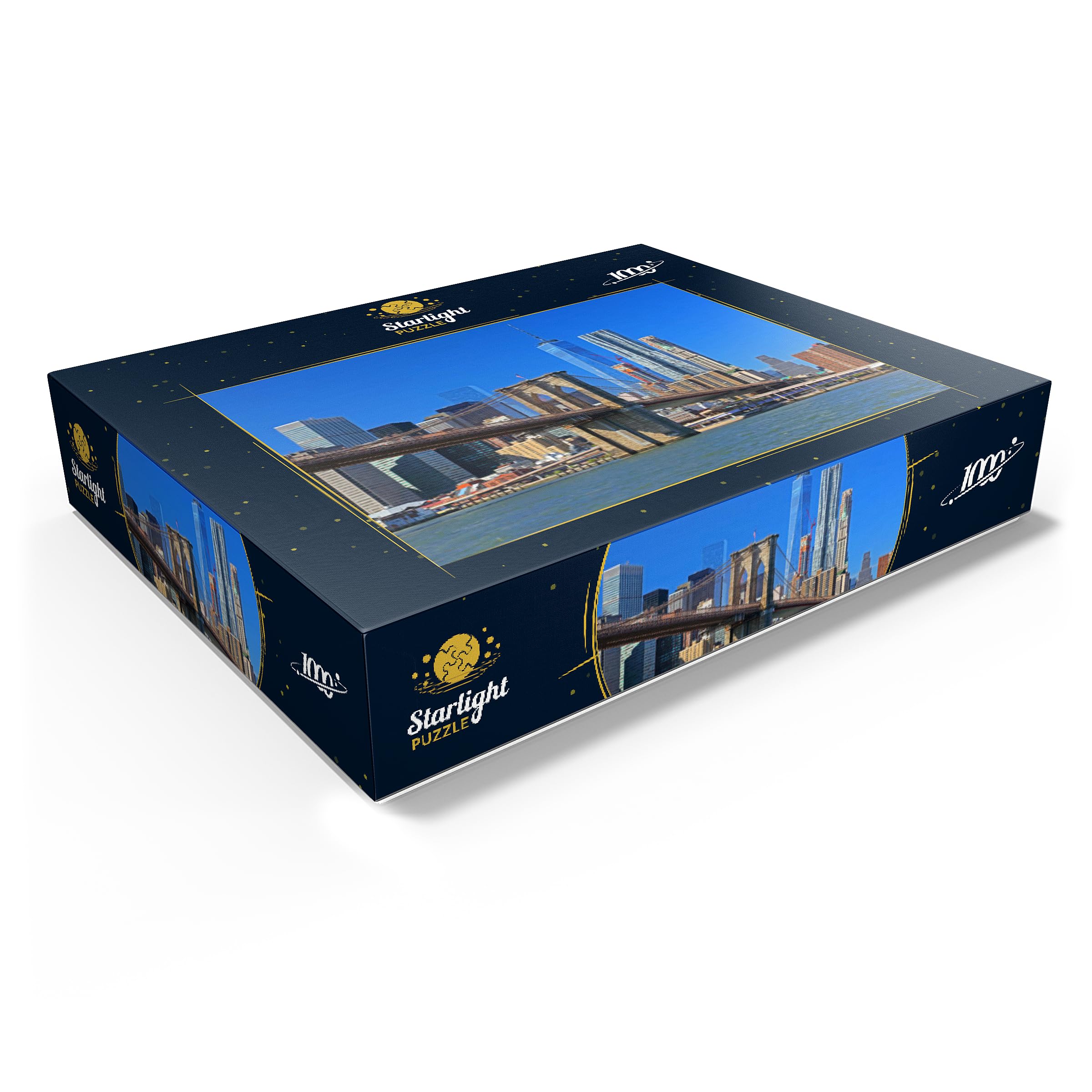 MyPuzzle View to Brooklyn Bridge with One World Trade Center, Manhattan, New York City, USA with Blue Sky – Puzzle de qualité supérieure de 1000 pièces pour adultes