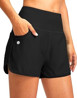 GGradual Women's 3" High Waisted Swim Board Shorts with Pockets - Quick Dry, Chlorine Resistant, UPF 50+ Tummy Control Bottoms