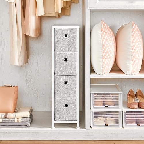 Miniatura 7 de SONGMICS Cómoda de almacenamiento de 3 niveles con 6 cajones de tela fáciles de tirar y mesa de madera, 31.5 pulgadas de largo x 11.8 pulgadas de