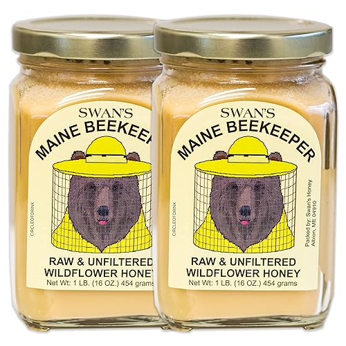 Miniatura 8 de Miel de flores silvestres cruda y sin filtrar de cisne, cremosa, sedosa, gourmet, incluye cera de abejas, polen, enzimas, tarro de vidrio de 16