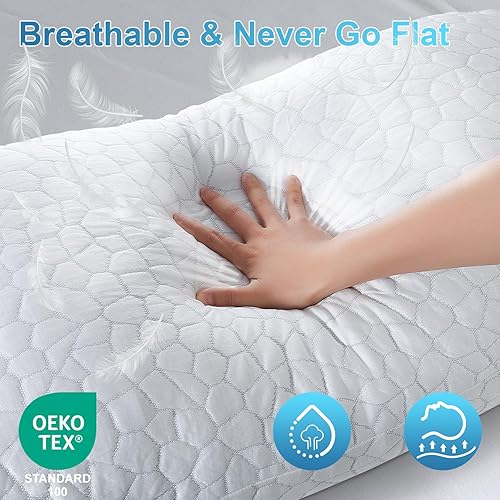 Miniatura 6 de QUTOOL - Lujosa almohada hipoalergénica, espuma viscoelástica, gel triturado, sistema enfriado, relleno regulable, funda de bambú extraíble,