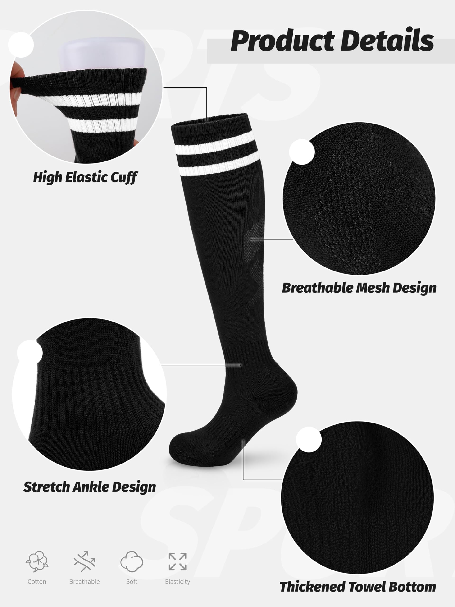 Kids Soccer Shin Guards and Socks Toddler Soccer Shin Pads Protective Defender Gear for Boys Girls Ages 3-15 Great for Training, Matches, Inspired by The World Cup - 4