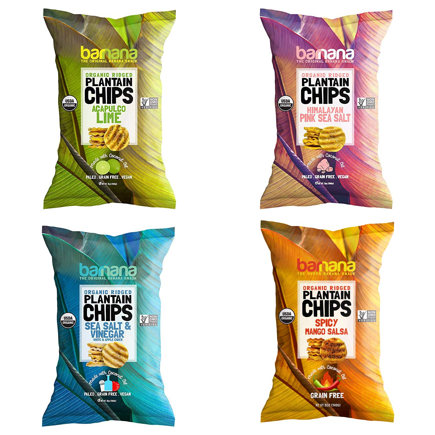 Buy Barnana Organic Plantain Chips Variety Pack 5 Ounce, 4 Pack