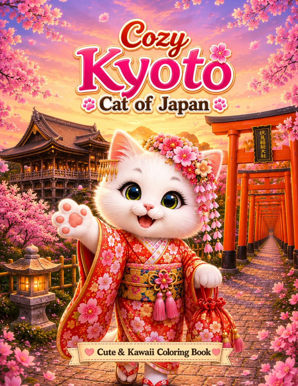 Cozy Kyoto Cat of Japan: Cute & Relaxing Japanese Coloring Book (Cozy Cat of Japan Series)
