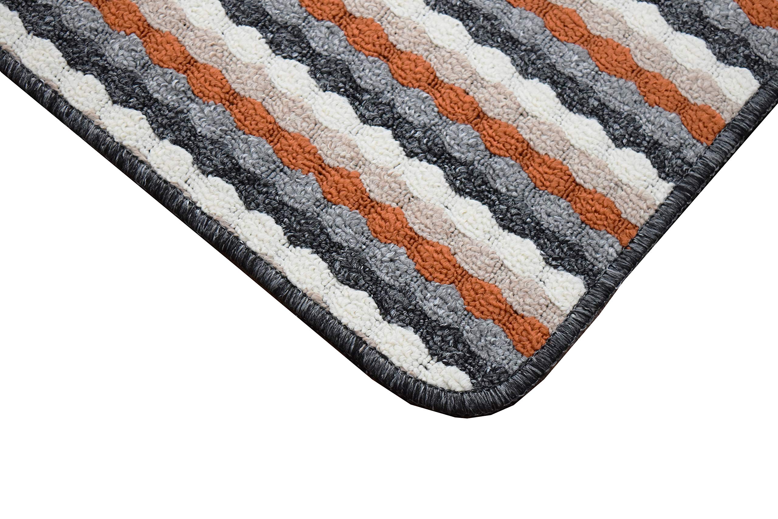 SrS Rugs® Non Slip Kitchen Door Mats & Hallway Runners Washable Rug UK (Grey & Terracotta, 100cm x 160cm) — image 1