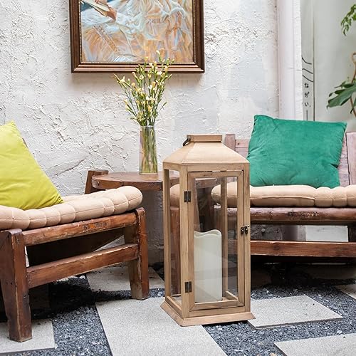 Miniatura 6 de Bdor Faroles decorativos extragrandes  Linterna impermeable IP65 de 27.5 pulgadas con velas sin llama, linterna decorativa para decoración del