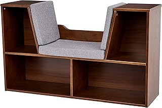 Amazon Basics Kids Bookcase with Reading Nook and Storage Shelves - Espresso