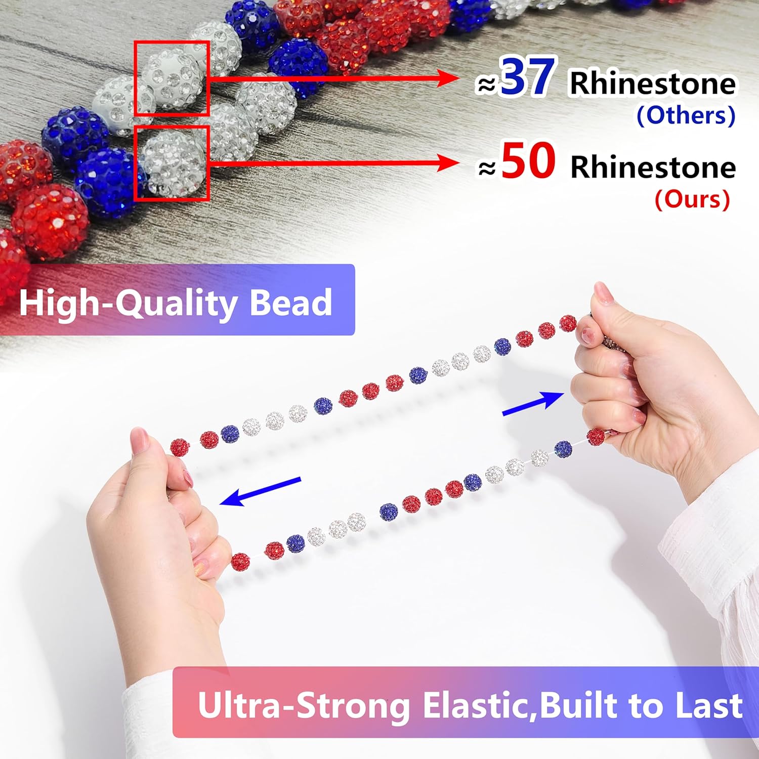 Baseball Necklace 18in Baseball Chain and Bracelet Set Beaded Necklace Pollyanna for Men Women Bling Rhinestone Drip - Image 2