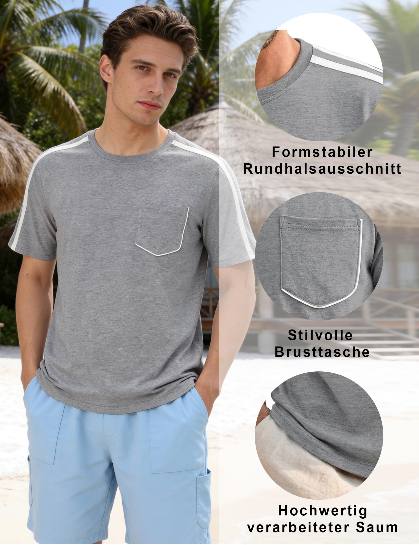 Camiseta de algodón para hombre, cuello redondo, manga corta, informal, verano, tops de corte regular, suave, transpirable, fácil de limpiar, para el tiempo libre y el día a día, S-3XL — view 5
