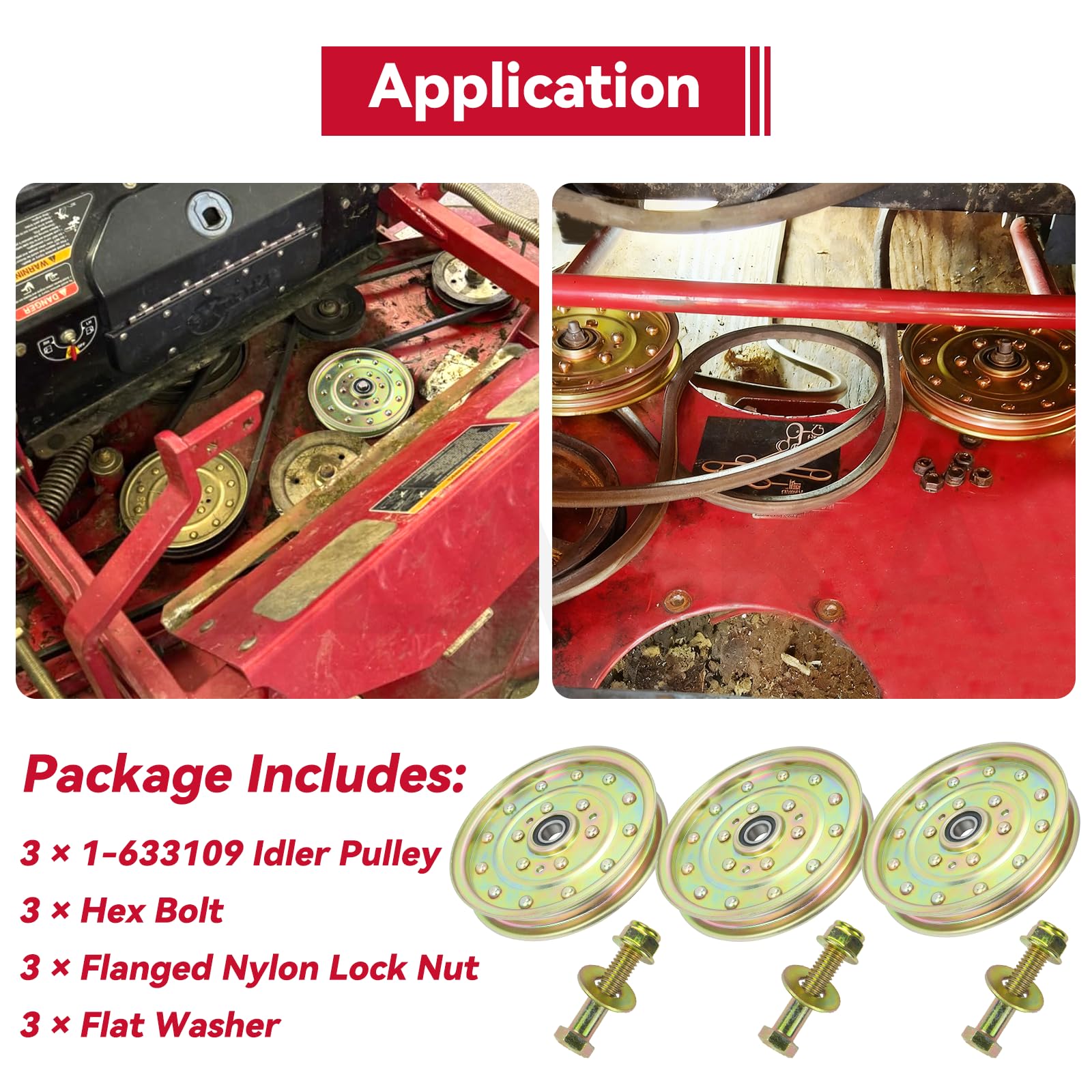GELASKA 3PK 132-9424 126-7685 Idler Pulley for Toro Z Master eXmark Lazer Z — Amazon image 8
