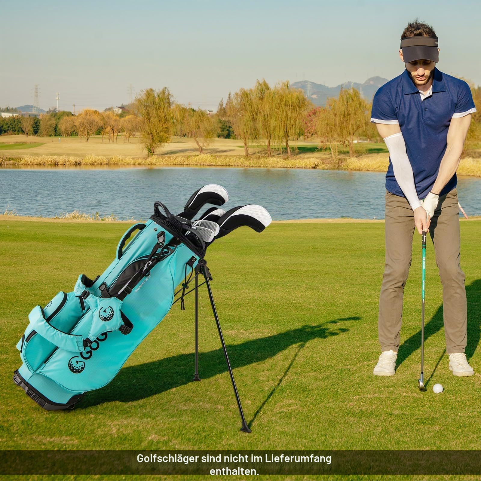 LIFEZEAL Golftasche, Leichte Stativtaschen mit 8 oberen Fächern und 5 Reißverschlusstaschen, Golfbag mit Regenschirmhalter, Regenschutz & verstellbarem Schultergurt für Frauen & Männer