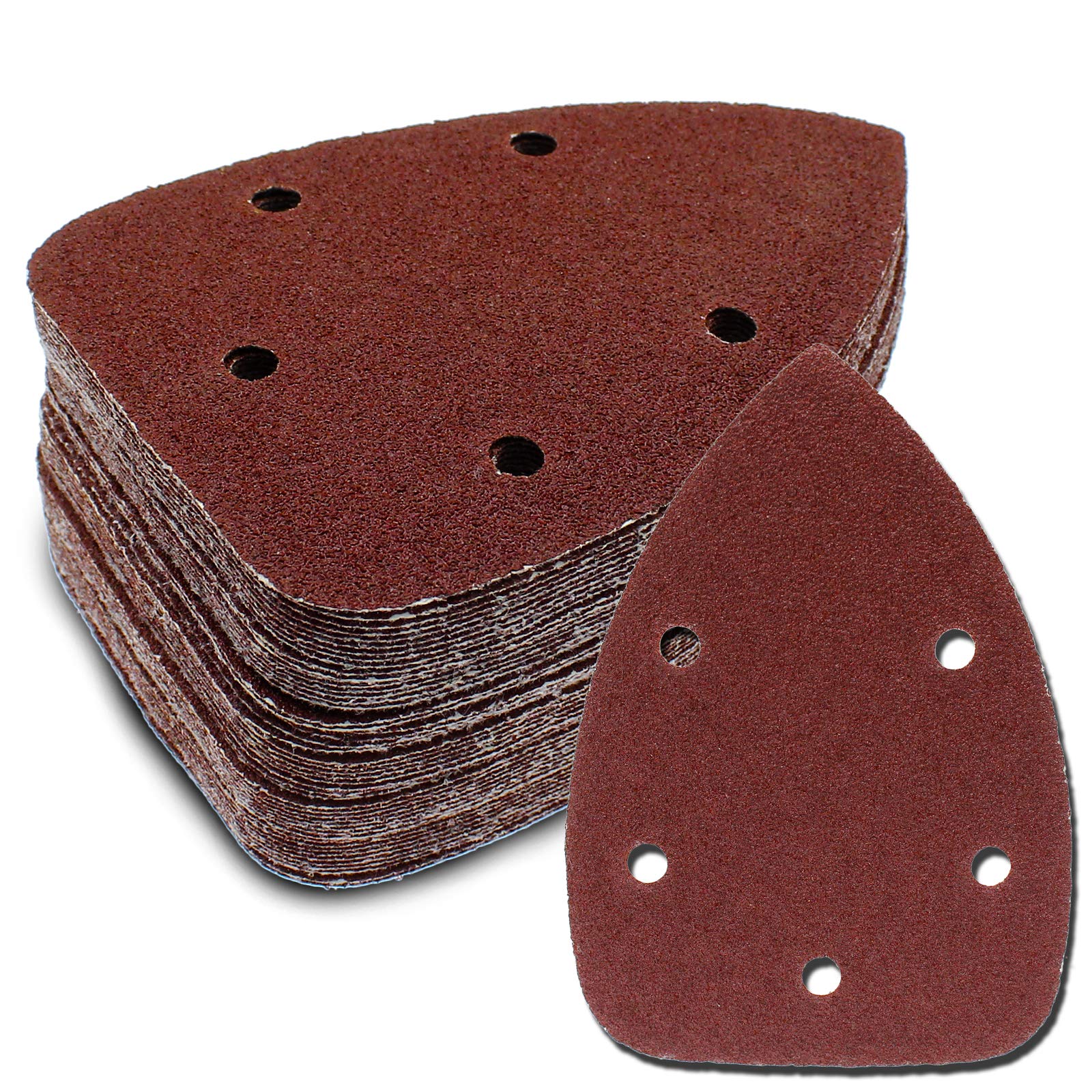 Cionyce 50 Pcs 60 Grit Mouse Detail Sander Sandpaper 5 Hole Mouse Sandpaper Hook and Loop Sander Pads Sanding Sheets for 140mm Sanding Machine