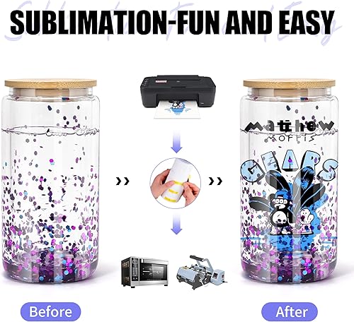 Miniatura 3 de AGH Globo de nieve de sublimación de 25 onzas con tapas y pajitas de bambú, paquete de 2 vasos de lata de cerveza de sublimación de doble pared,