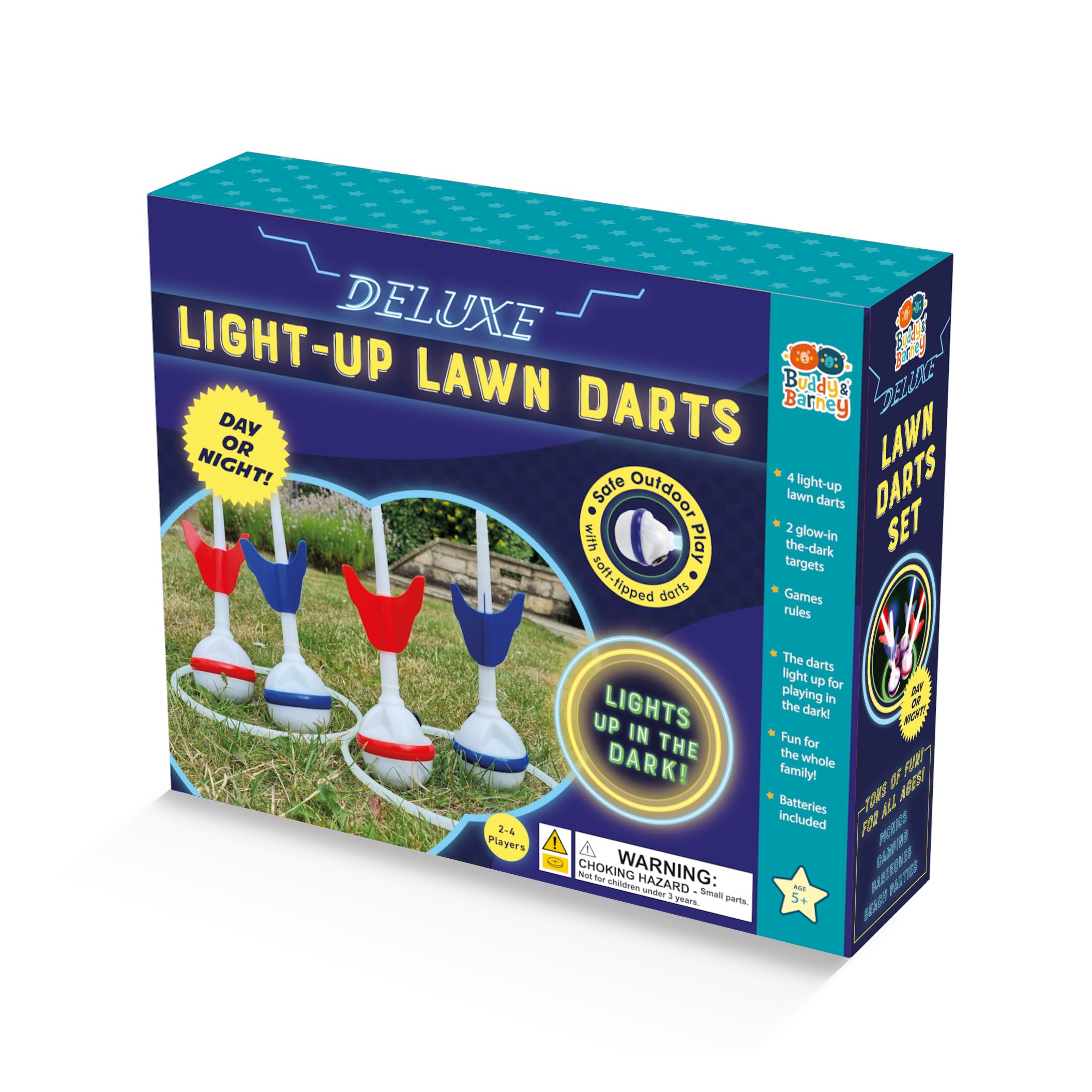 Buddy & Barney Light Up Lawn Darts, Outdoor Garden Game for Children Family Activity, Backyard Game for Kids and Adults