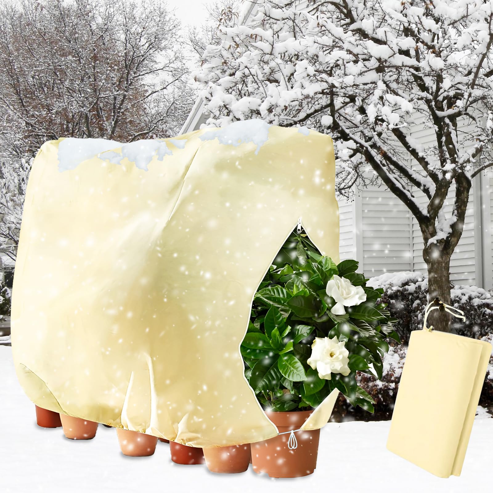 Lot De 4 Housses D'hivernage Pour Plantes - Protection Contre Le Gel, Neige Et Oiseaux - 80x100 Cm