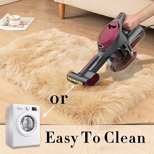 Miniatura 7 de Carvapet - Tapete suave de cuero sintético de oveja, rectangular, lanudo y lujoso, grande (para decorar habitación), lado de la cama, dormitorio,