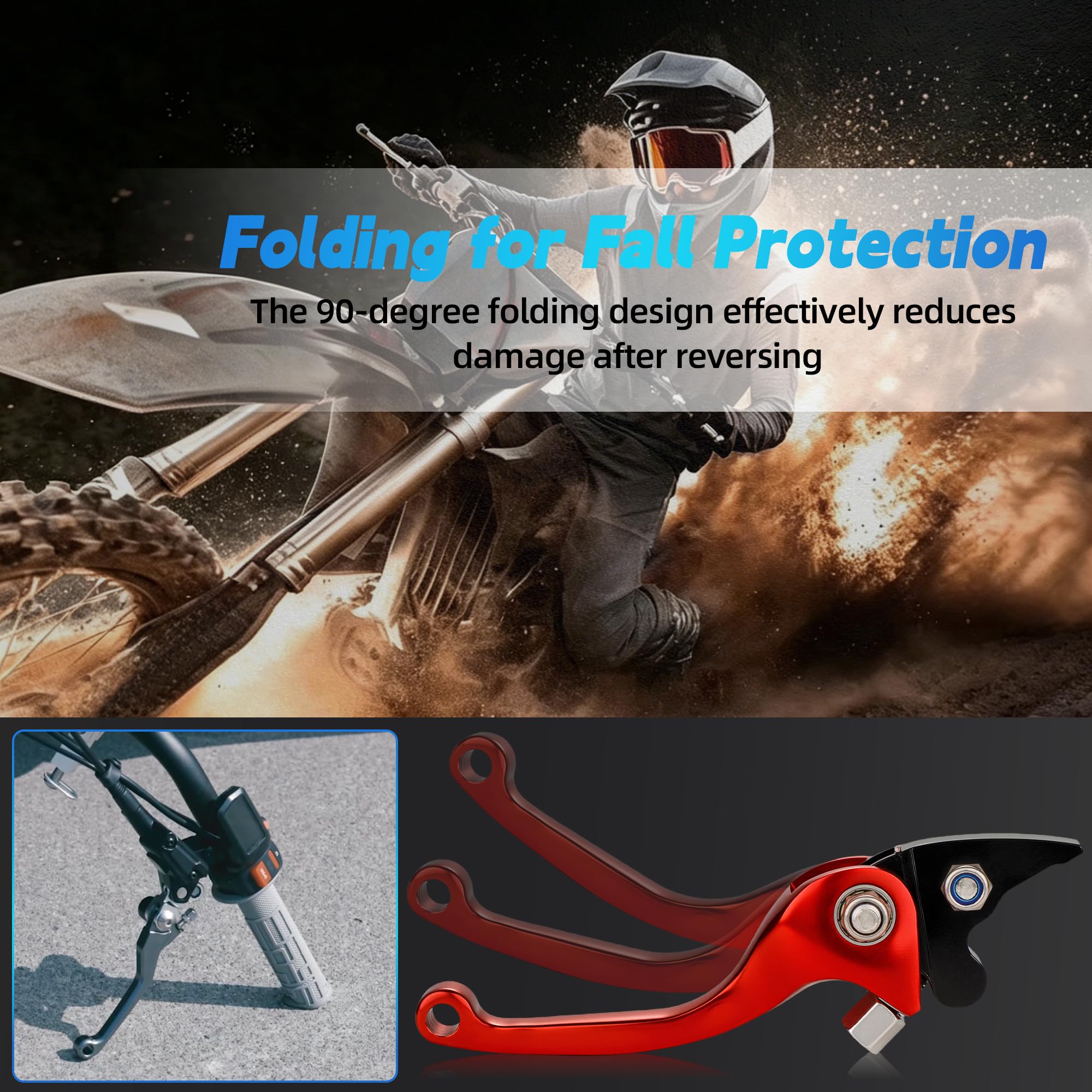 Leva frizione freno pit bike 1 coppia 7/8" 22mm alluminio forgiato pieghevole per 50CC-150CC CRF XR 90/110/125/140/150cc Pit Dirt Bike ATV Mini Bike Rosso