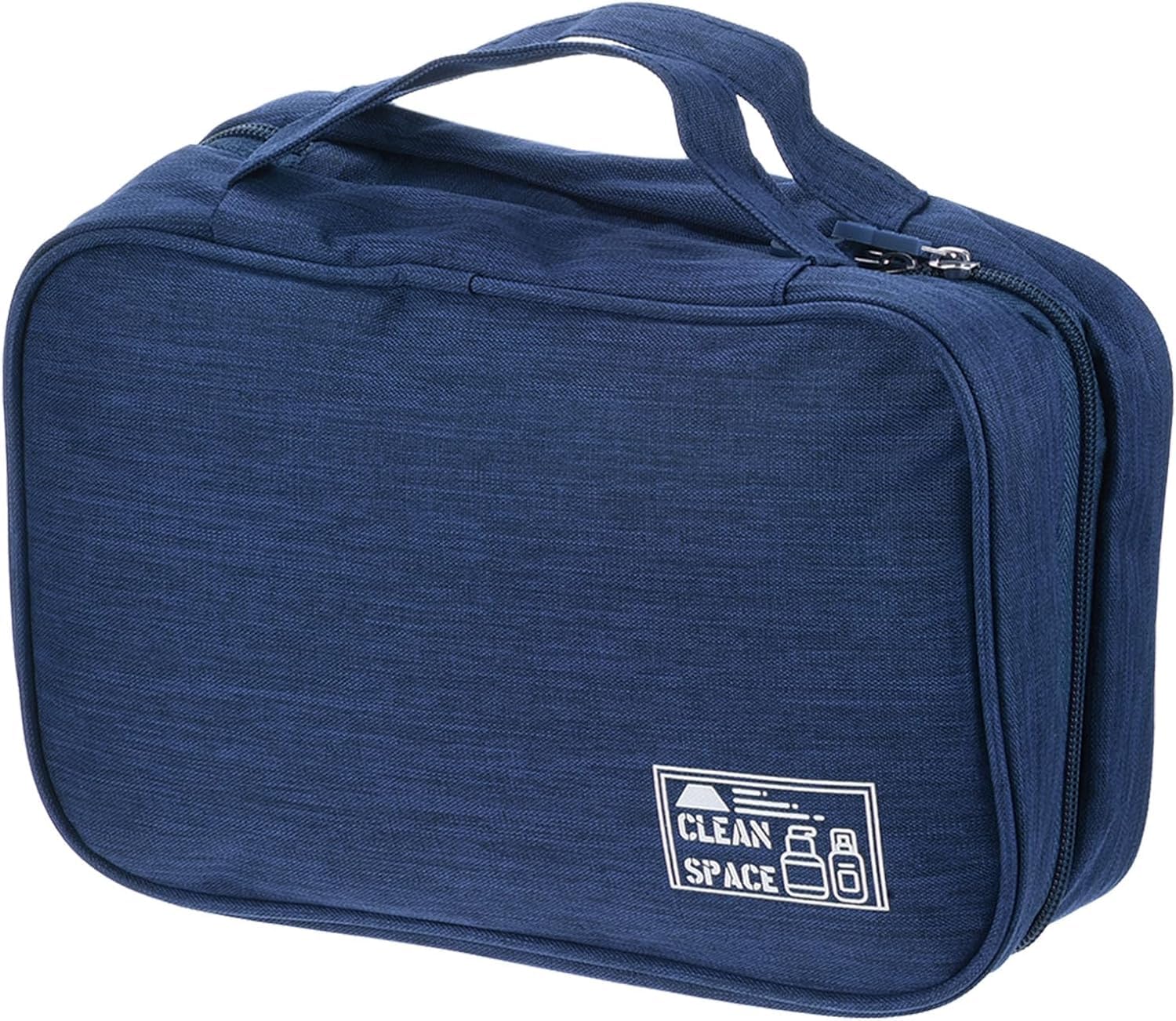 Generic Travel Makeup Bag Portable Cosmetic Organizer Pouch Large Capacity Makeup Storage Toiletry Bag with Hook for Women (Navy Blue)