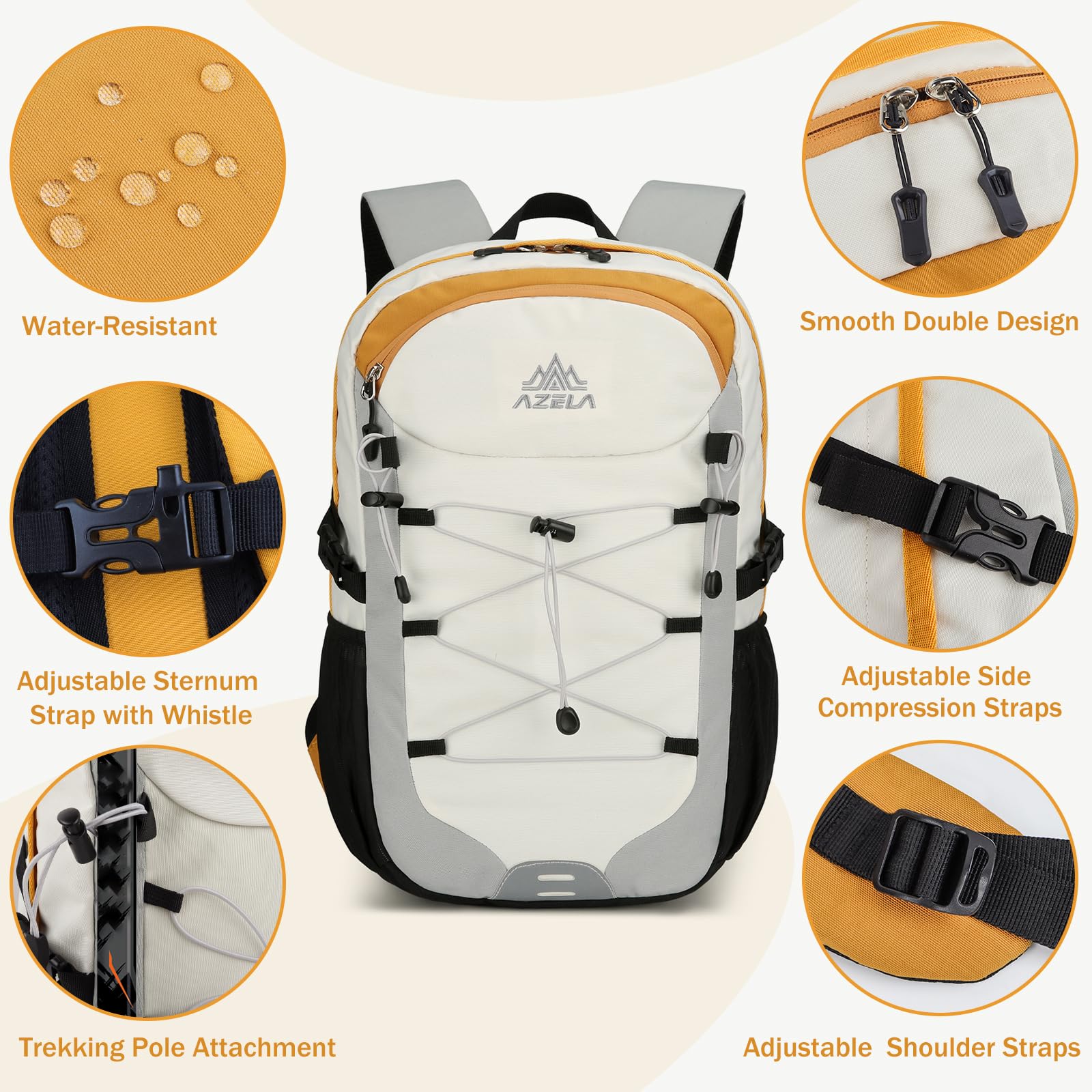 GES Wielofunkcyjny plecak turystyczny 30 l z osłoną przeciwdeszczową, trwały plecak turystyczny do szkoły, pracy, biwakowania, trekkingu, jazdy na rowerze i sportów na świeżym powietrzu