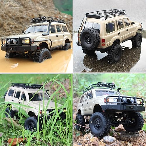 Miniatura 3 de Spobot Camión de control remoto para modelo LC80, camión Rc 4WD SUV RC Rock Crawler 4x4 vehículo todoterreno con capucha de esnórquel y