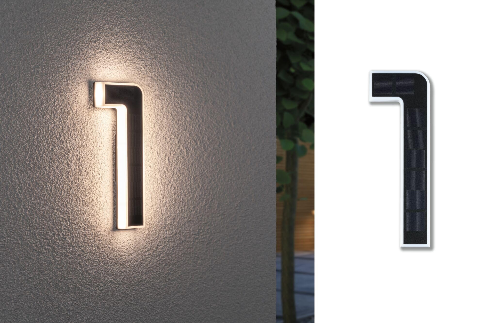 Paulmann 79842 LED Solar Hausnummer 1 IP44 Warmweiß Akku wechselbar incl. 1 x 0,2 Watt Solarleuchte, Solarlampe Kunststoff Solarlicht 3000 K, Schwarz