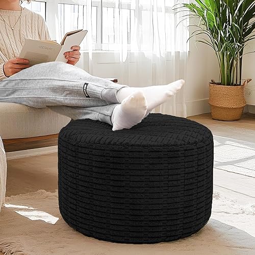 Miniatura 24 de Reposapiés Otomano Relleno Redondo Bohemio Puf de Suelo Asiento Sillón Otomano Reposapiés Taburete de Suelo Cojín de Suelo Saco de Frijoles Puf