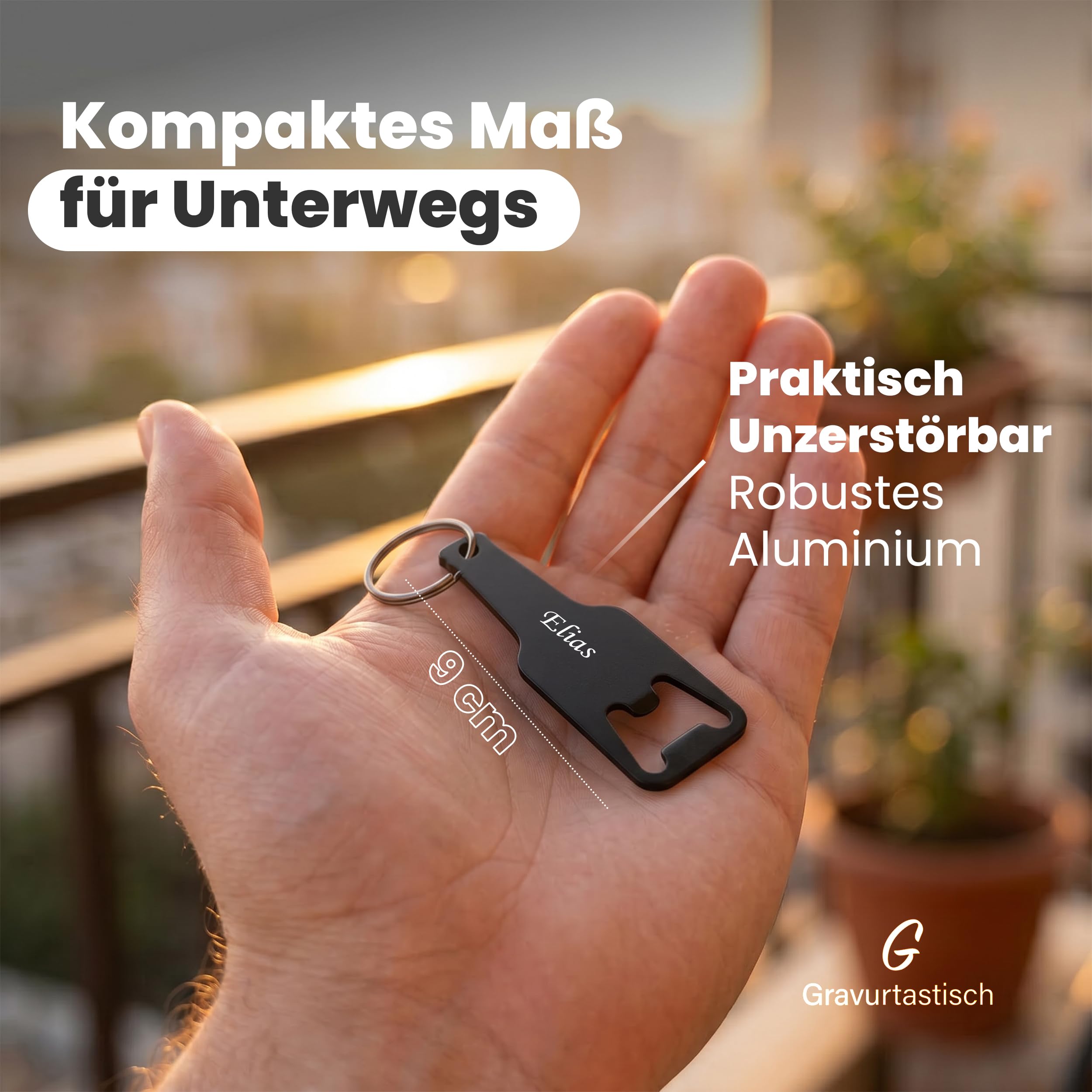 Gravurtastisch Flaschenöffner personalisiert mit Gravur - Bieröffner mit Wunschtext - Geschenk für Papa und Männer - Vatertag Hochzeit Gastgeschenk - Edelstahl (250, Blau)