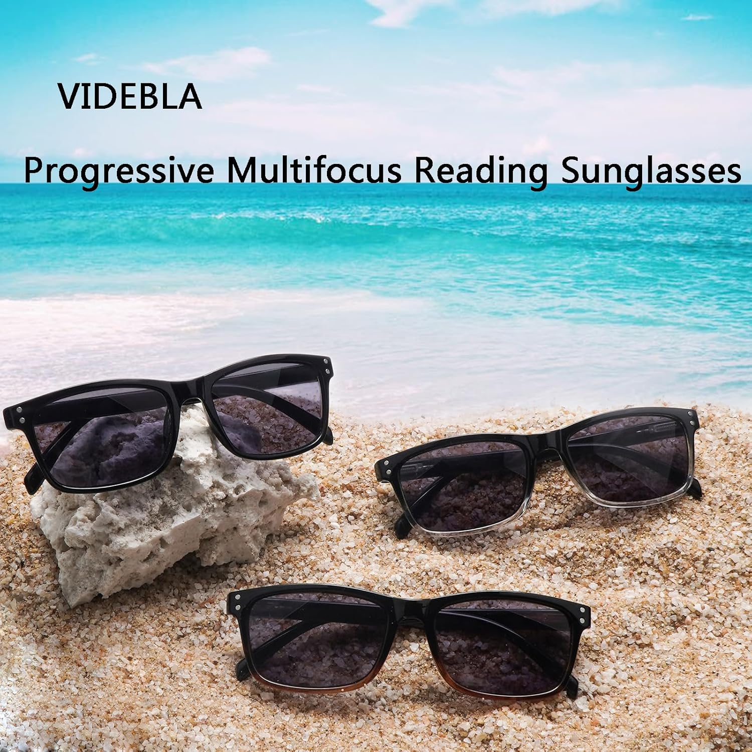 VIDEBLA 3 Pack Progressive Multifocus Reading Sunglasses for Women Men UV Protection Multifocal Trifocal Sun Reading Glasses - Image 6