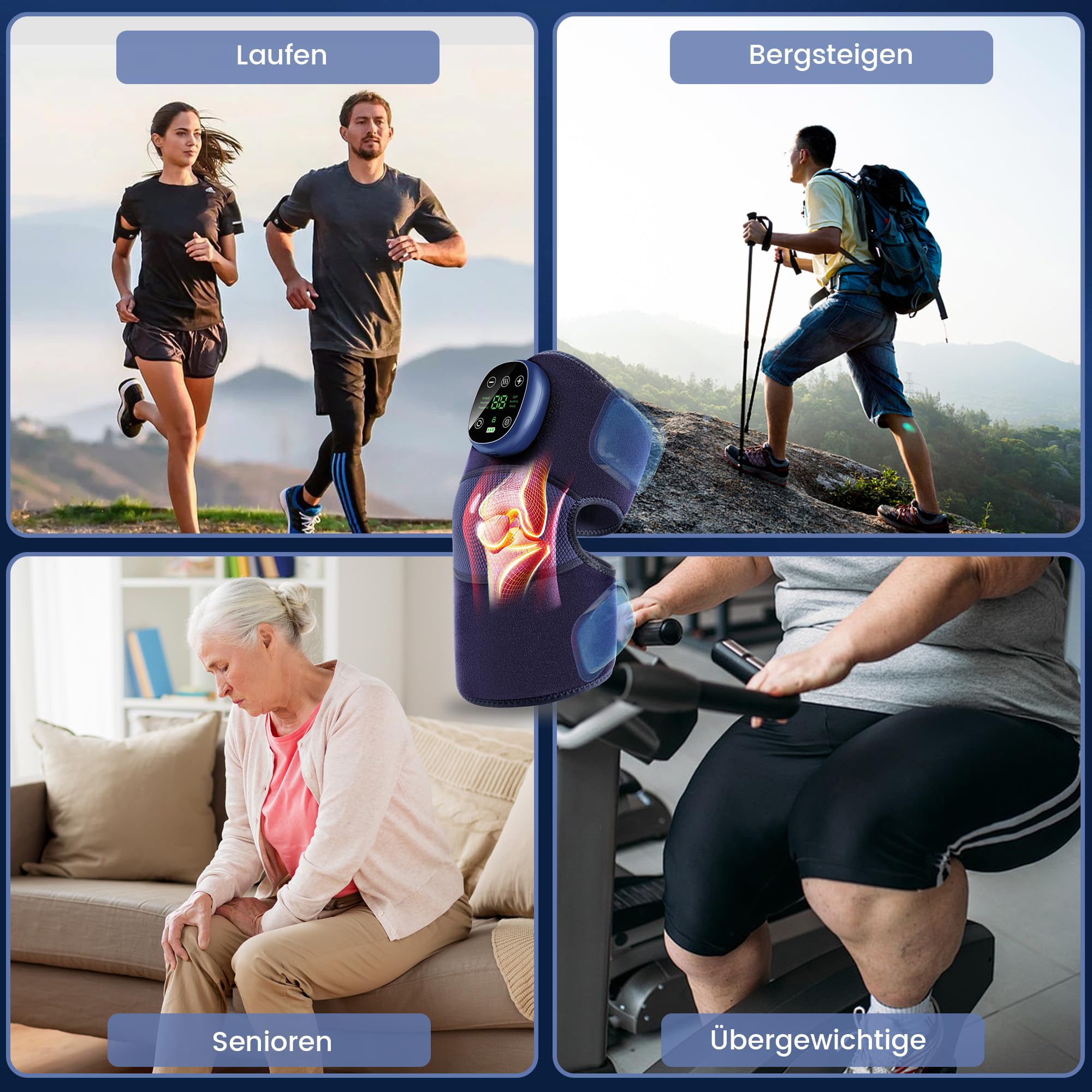 Neues Knie Massagegerät, 3-in-1 Schnurloses Knie Airbag Massagegerät mit Wärme und Vibration, Kniemassagegerät für Arthritis, Ischias, Knieschmerzen,Gerissenen Meniskus, Geschenk