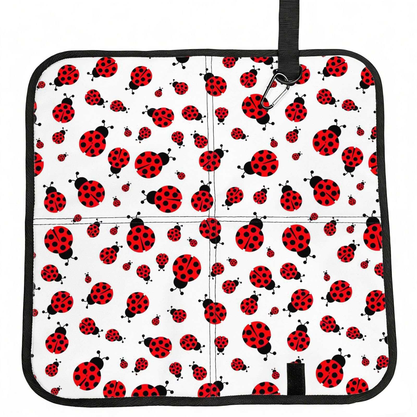 KAPPTYY Ladybug Printed Bleacher Seat Cushion PE Foam Filling, Foldable Sitting Pad for Concert Stadium Events