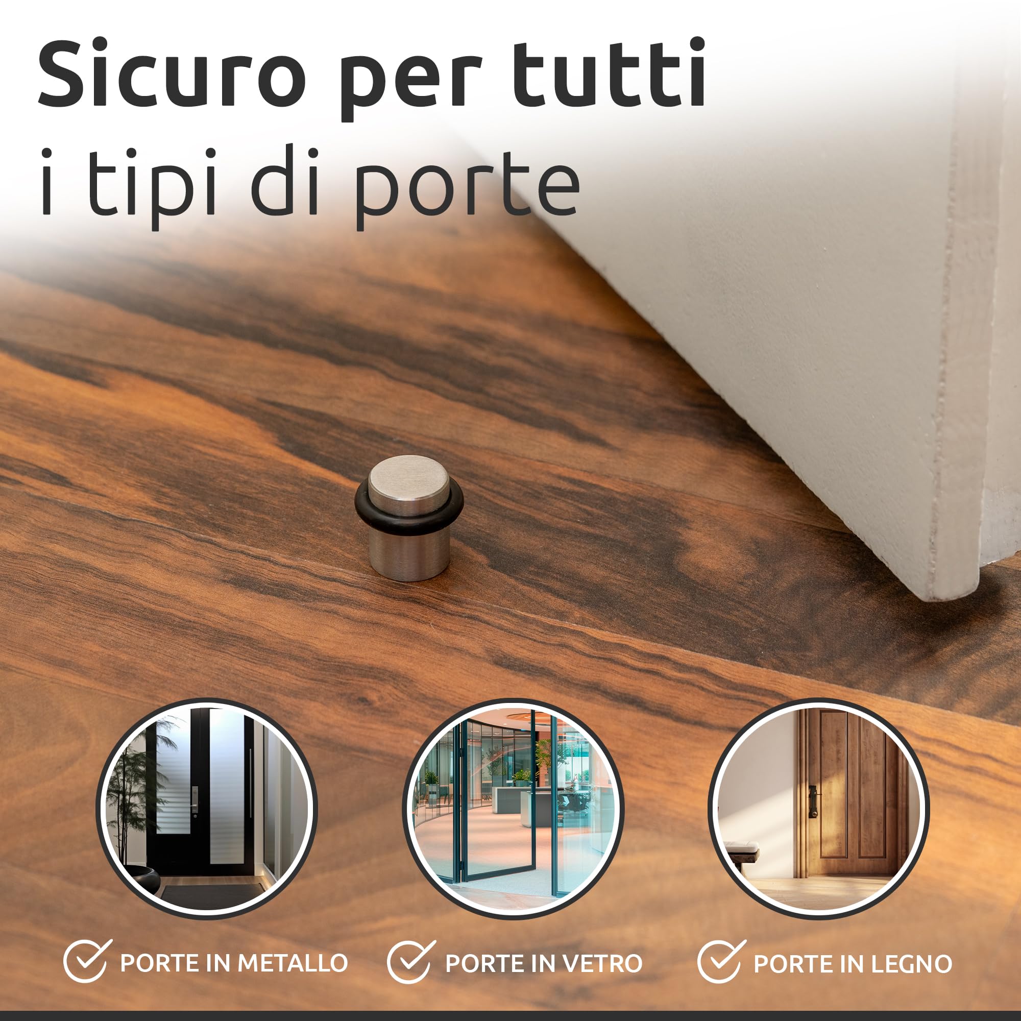 ECENCE Fermaporta da pavimento per avvitare 2 Pezzi Ferma Porta in acciaio inossidabile Ø20x25mm Protezione delle pareti spazzolato inclusivo viti e tasselli