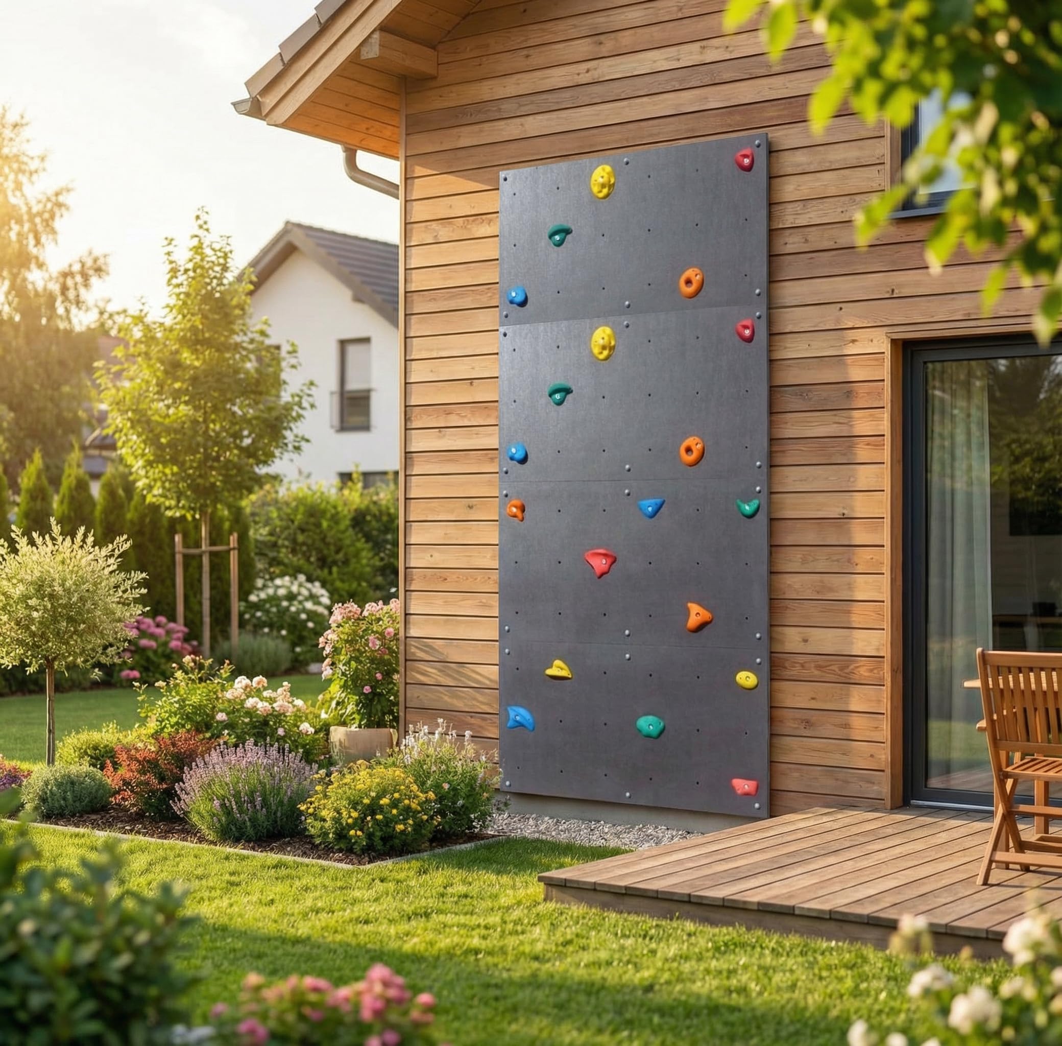 Kletterwand - Klettergerüst für Outdoor - Boulderwand für Garten, Holzhaus, Spielplatz