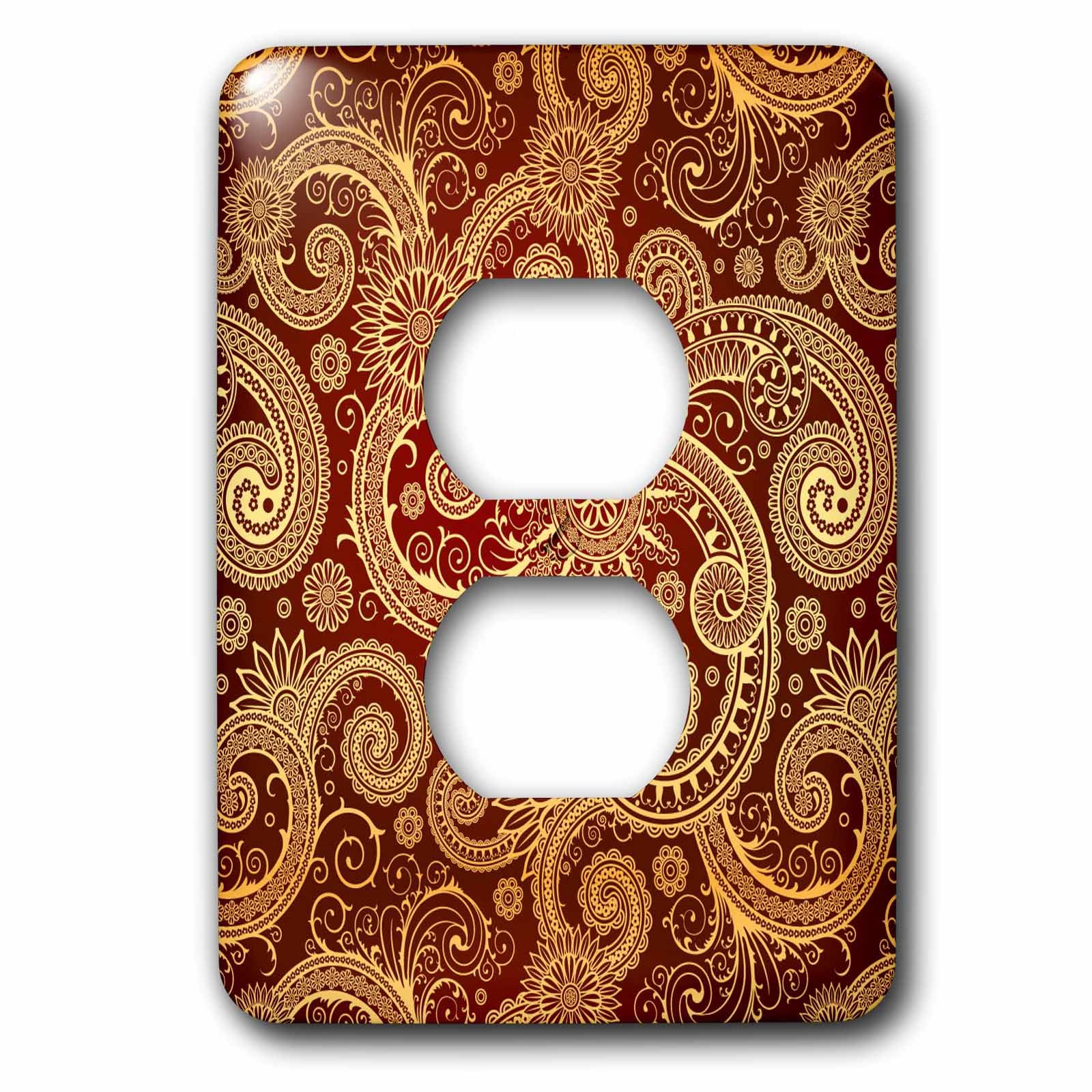 2 prises de prises ternes ? Changez pour la plaque bordeaux et or 3dRose