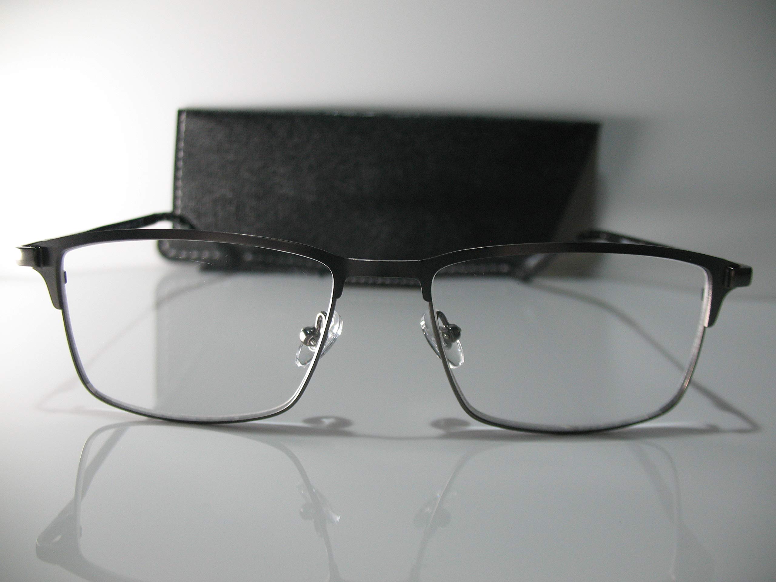 Foster Grant Austin Gunmetal Gray Leather Reading Glasses w/Case +2.75 Free Hard CASE + Microfiber Cloth