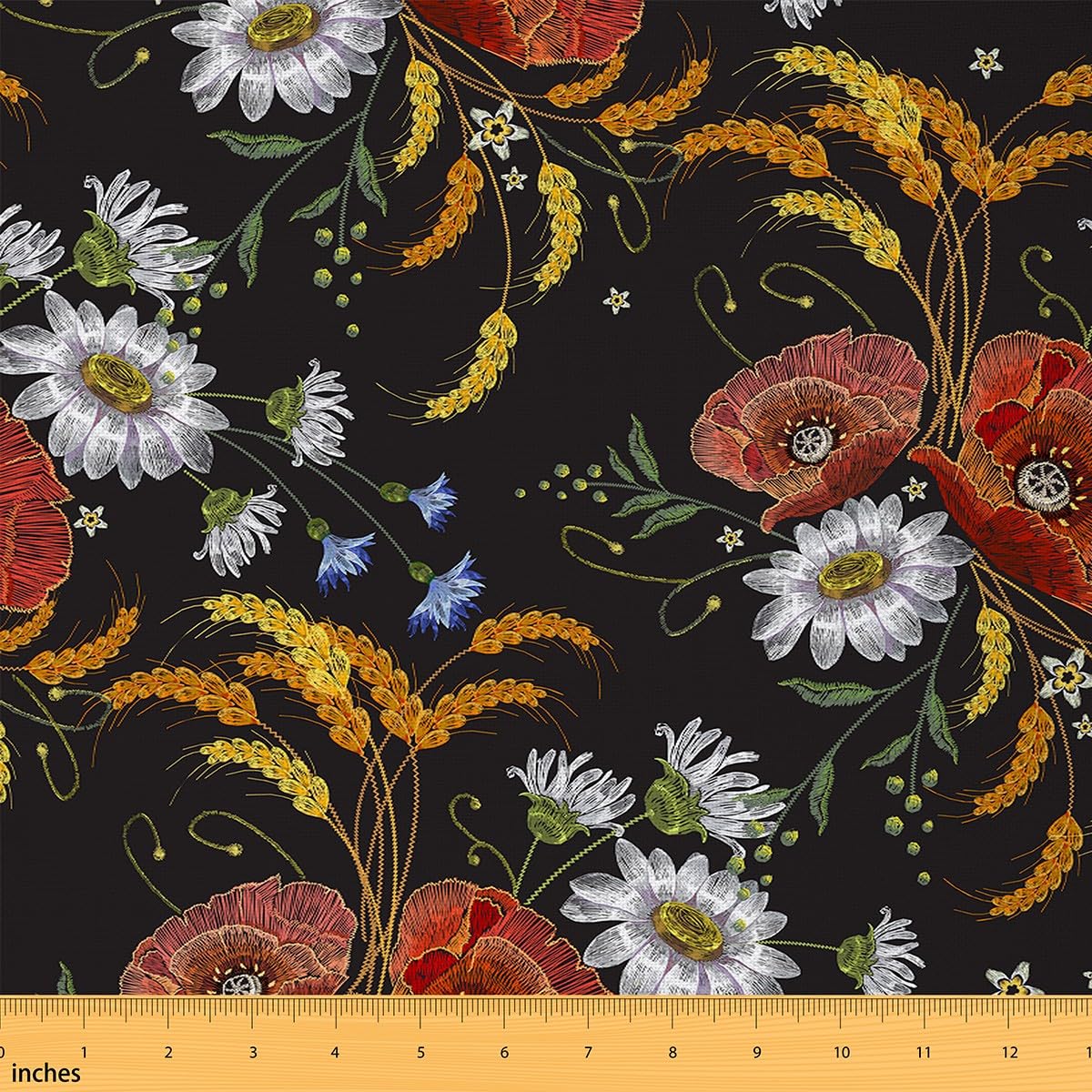 Floral Fabric by The Yard for Women Men Adult Kids Flower Waterproof Outdoor Fabricy Botanical Upholstery Fabric for Chairs Plants Moth Reupholstery Fabric Decor 1 Yard (L92*W150cm)