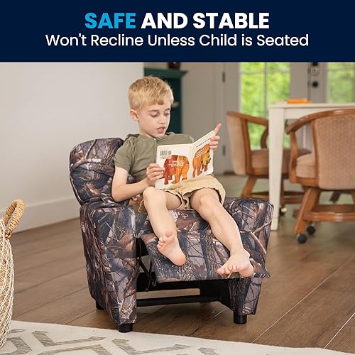 Miniatura 51 de Flash Furniture Chandler LeatherSoft - Silla reclinable para niños con portavasos y reclinable de seguridad, silla reclinable contemporánea para