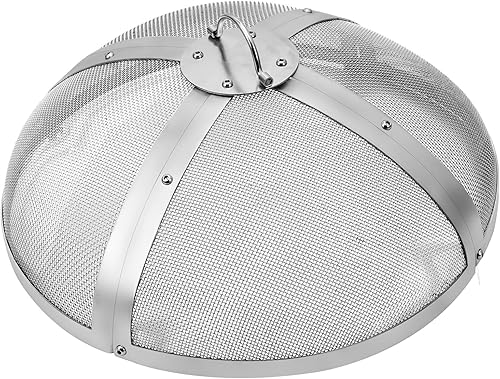 Miniatura 10 de Rejilla redonda para fogata de 27 pulgadas, cubierta de metal de acero resistente reforzada, tapa para fogata al aire libre, tapas de pantalla
